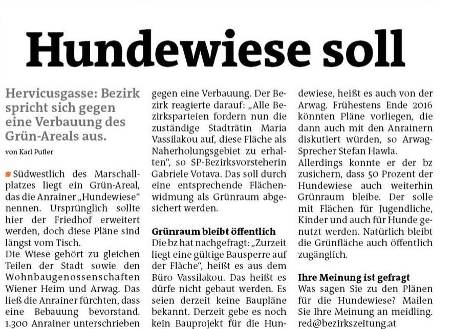 Die_Hundewiese_muss_Grün_bleiben_Seite_1_Wiener_Bezirkszeitung_Ausgabe_15_2016